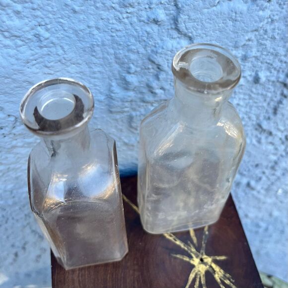 Vintage Glass Bottles Set Two Rustic Cottagecore Decor Vases - Picture 7 of 10